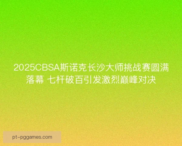 2025CBSA斯诺克长沙大师挑战赛圆满落幕 七杆破百引发激烈巅峰对决