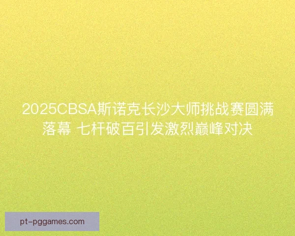 2025CBSA斯诺克长沙大师挑战赛圆满落幕 七杆破百引发激烈巅峰对决